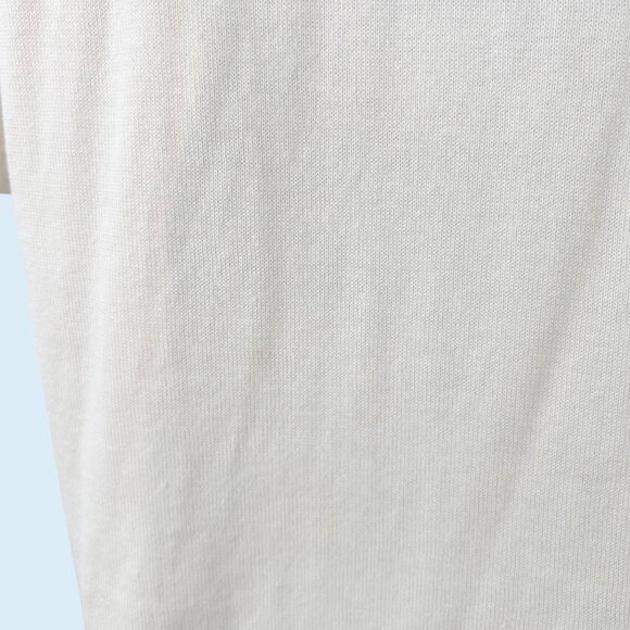 J. Ferrar Cream Textured Herringbone Knit Short Sleeve Collared Sweater - L - Picture 4 of 5